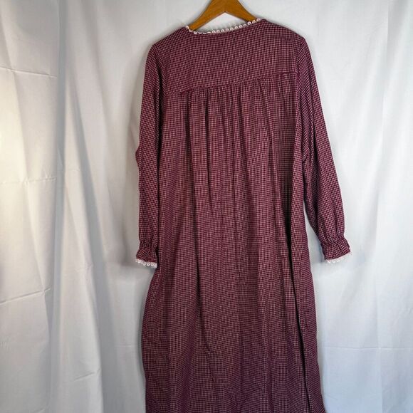 Amanda Stewart Intimates Red Plaid Cotton Cottage Core Flannel Nightgown Large - Picture 3 of 9
